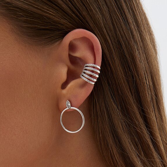 Крупный кафф из серебра с фианитами Гэтсби Miestilo