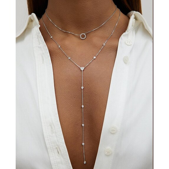 Серебряное колье с кругом и фианитами Miestilo