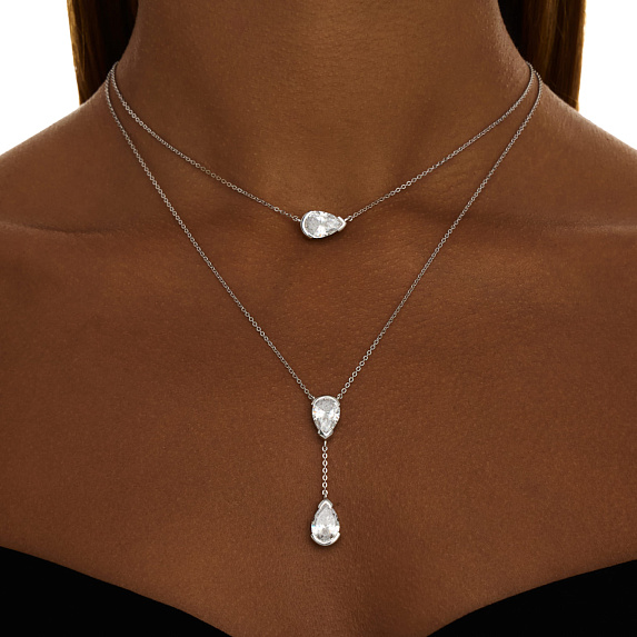 Серебряное колье-галстук PURITY с белыми топазами Miestilo