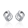 Серебряные переплетенные серьги с фианитами Miestilo