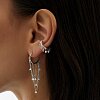 Серебряные серьги - кольца с цепочками и фианитами "Невесомость" Miestilo