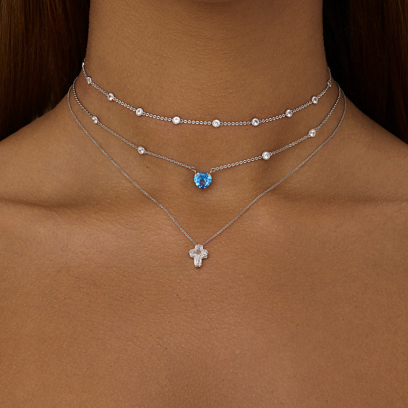 Серебряное колье-чокер с фианитами Miestilo