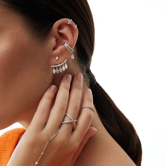 Серебряные серьги с фианитами Miestilo