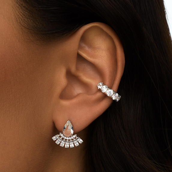 Серебряный кафф с фианитами и открывающимся механизмом Miestilo