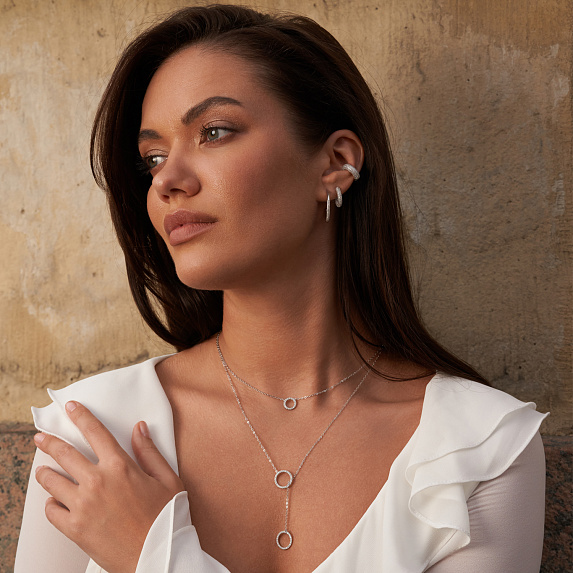 Серебряный кафф с фианитами Miestilo