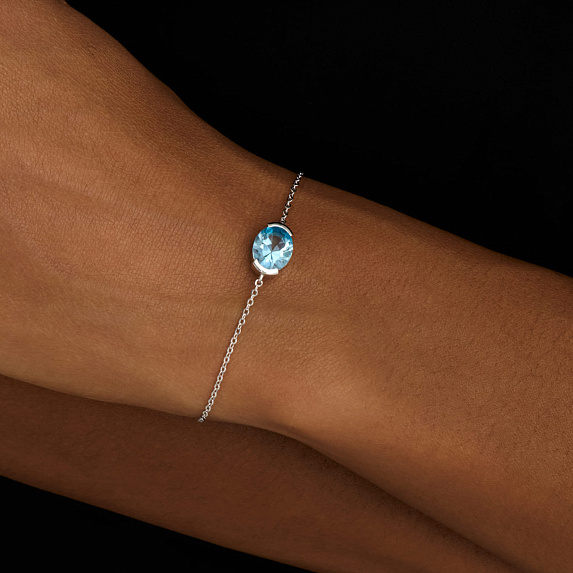 Серебряный браслет PURITY с топазом Sky Miestilo