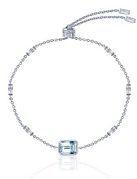 Серебряный браслет Midnight с голубым фианитом в огранке Эмеральд