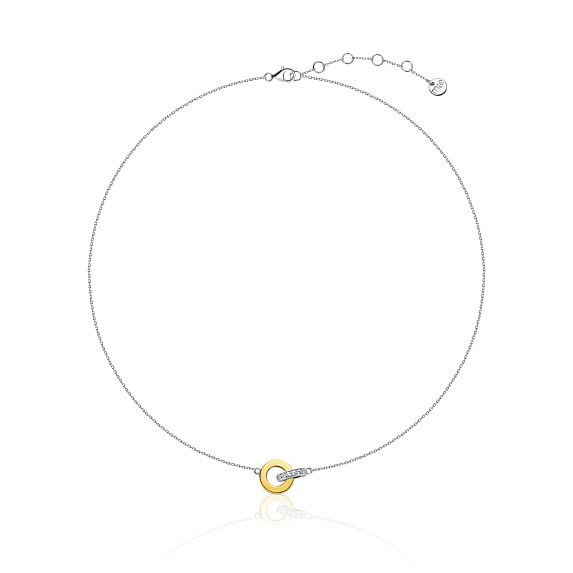Серебряное колье биколор с фианитами Miestilo