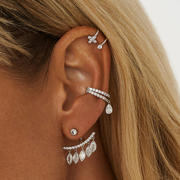 Серебряные серьги с фианитами Miestilo