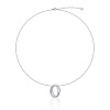 Серебряное колье на тонкой цепочке с овальной подвеской с фианитами Miestilo
