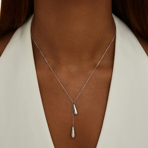 Серебряное колье-галстук с подвесками Miestilo