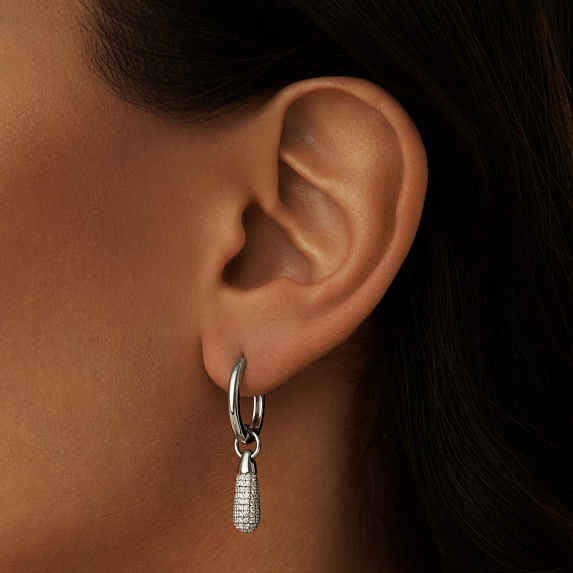 Серьги с подвеской из серебра с фианитами Miestilo