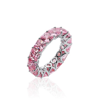Серебряное кольцо с розовыми фианитами в огранке Ашер Miestilo