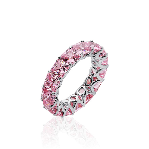 Серебряное кольцо с розовыми фианитами в огранке Ашер Miestilo