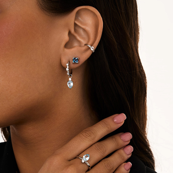 Серебряный кафф PURITY с белыми топазами Miestilo