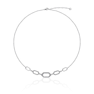 Серебряное колье с многогранниками с фианитами Miestilo
