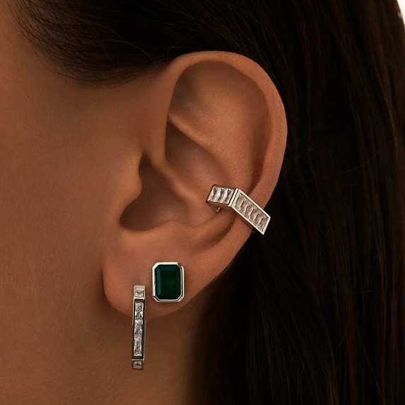 Серебряные серьги HARMONY с зеленым агатом Miestilo