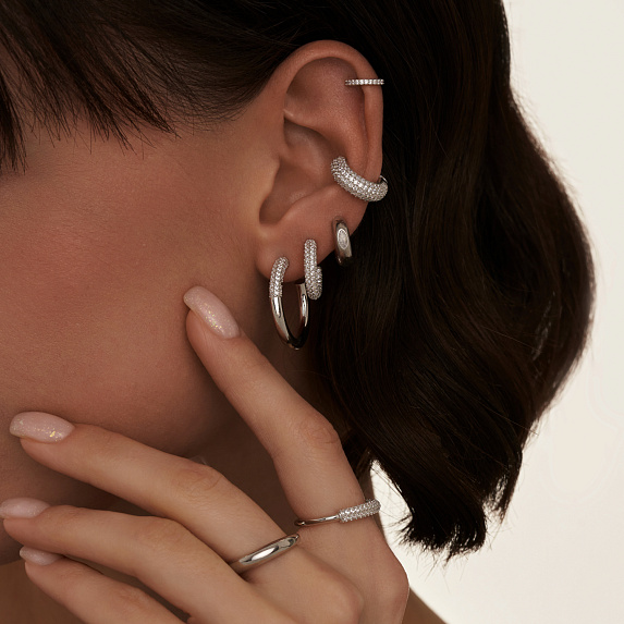 Серебряный кафф с фианитами Miestilo
