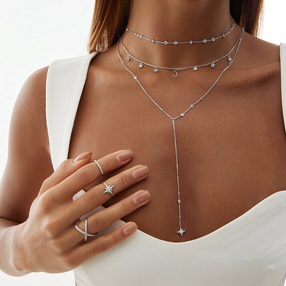 Серебряное кольцо с фианитами в форме звезды Isida Miestilo