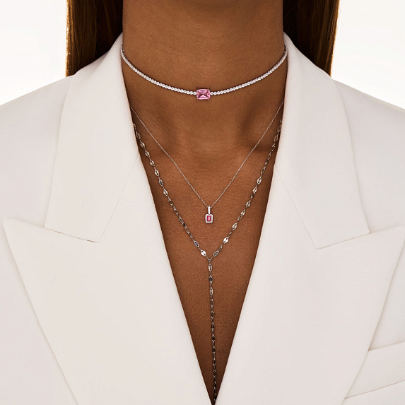 Серебряное колье-галстук из плоских звеньев Miestilo
