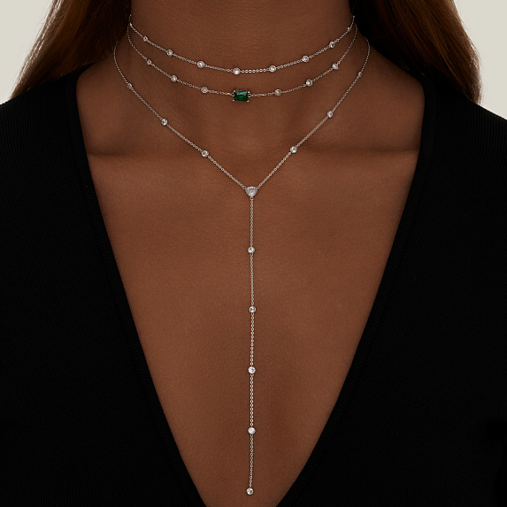 Серебряное колье-чокер с фианитами Miestilo