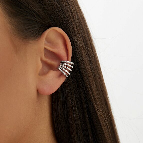 Крупный кафф из серебра с фианитами Гэтсби Miestilo