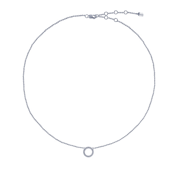 Серебряное колье с кругом и фианитами Miestilo