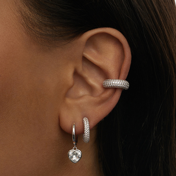 Серебряный кафф с фианитами Miestilo