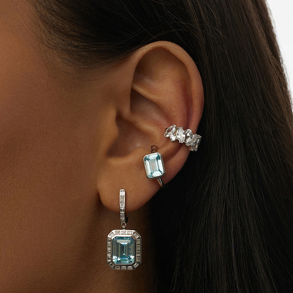 Серебряный кафф с фианитами Miestilo