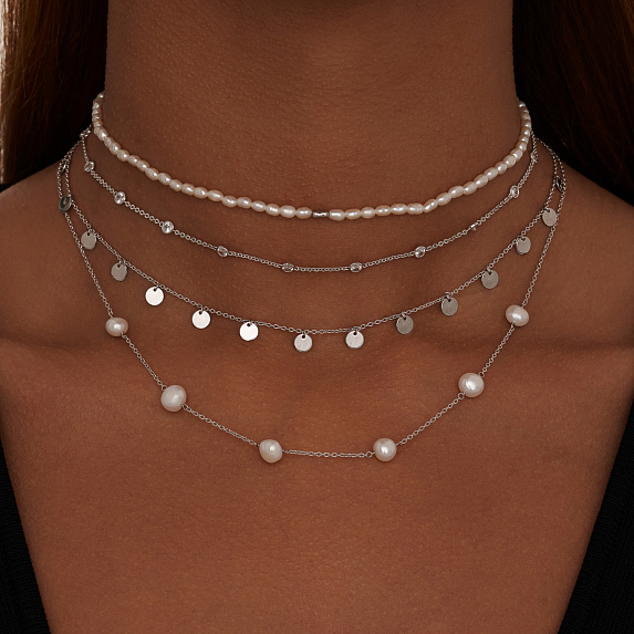 Серебряное колье-чокер с фианитами Miestilo