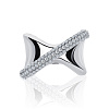 Серебряное кольцо кросс из мятого металла с фианитами Miestilo