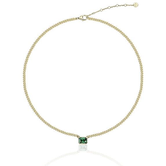 Серебряное колье Elizabeth с фианитом в покрытии желтое золото Miestilo