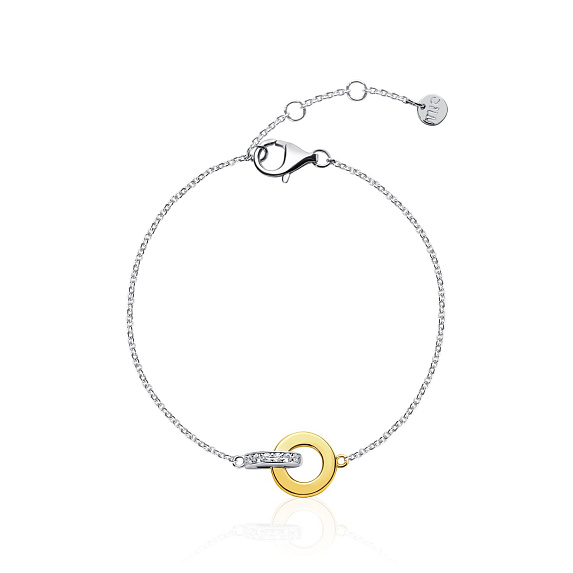 Серебряный браслет биколор с фианитами Miestilo