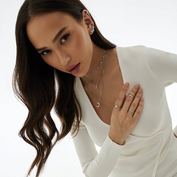Серебряное кольцо с фианитами в форме звезды Isida Miestilo