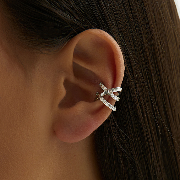 Серебряный кафф с фианитами Miestilo