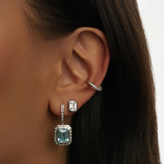 Серебряный базовый кафф с фианитами Miestilo
