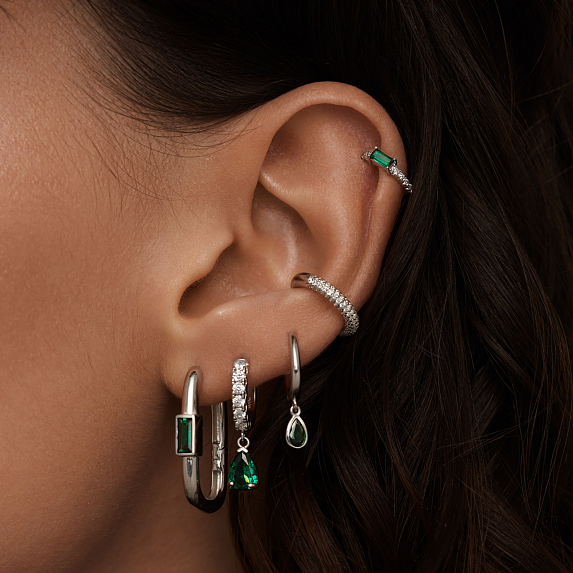 Серебряный базовый кафф с фианитами Miestilo