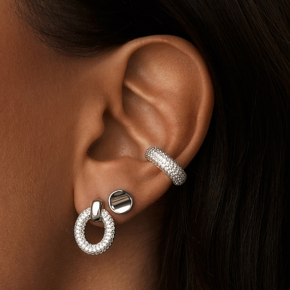 Серебряные серьги–пусеты с фианитами Miestilo