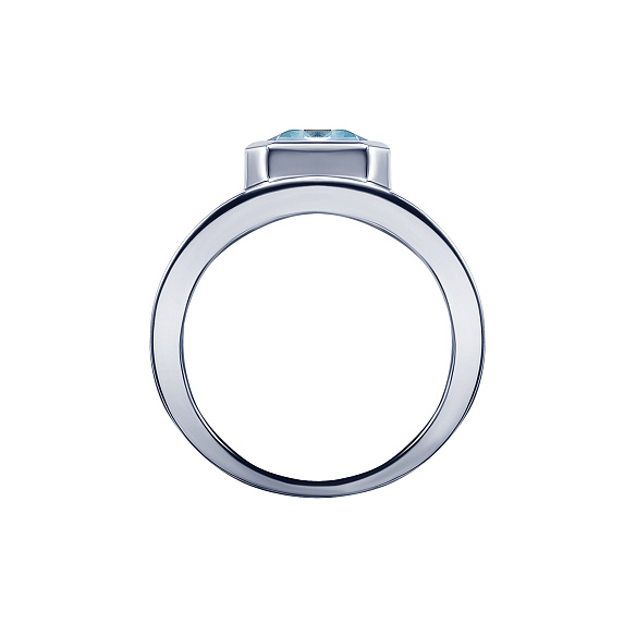 Серебряное кольцо Midnight с голубым фианитом в огранке Эмеральд Miestilo