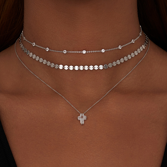 Серебряное колье-чокер с фианитами Miestilo