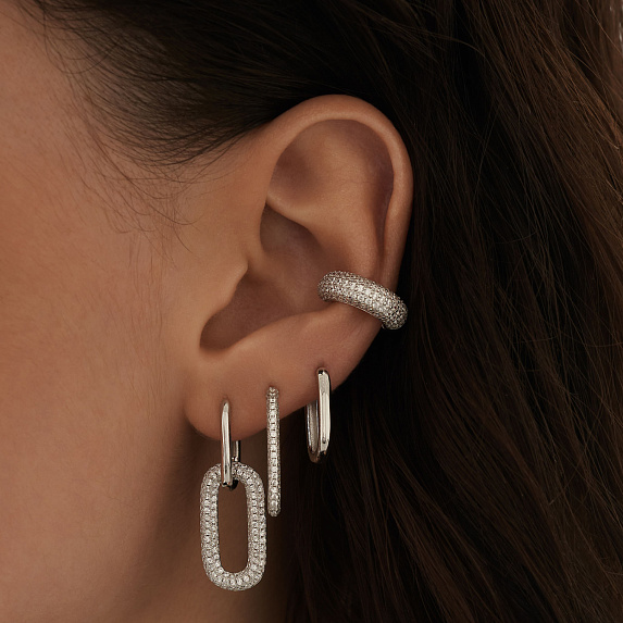 Серебряный кафф с фианитами Miestilo