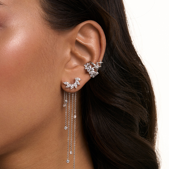 Длинные серьги джекеты с фианитами Галактика Miestilo