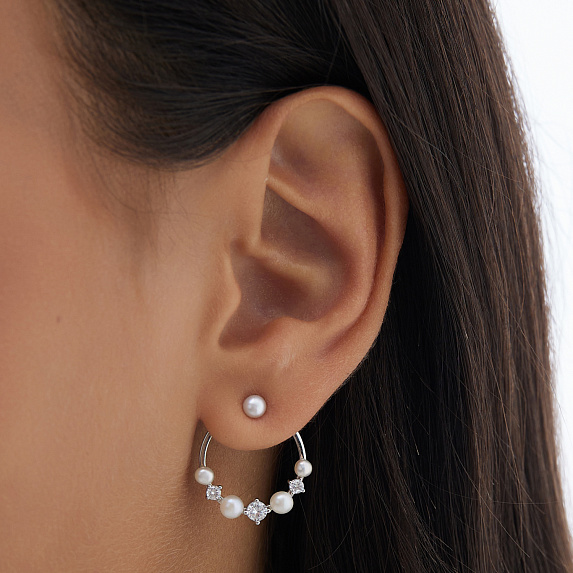 Серьги джекеты из серебра с натуральным жемчугом Miestilo