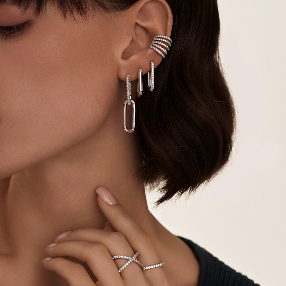 Крупный кафф из серебра с фианитами Гэтсби Miestilo