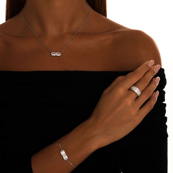 Серебряный браслет Midnight с фианитами в огранке Эмеральд Miestilo