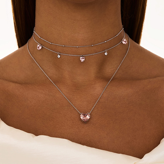 Серебряное тонкое колье-цепь плетения перлина Miestilo