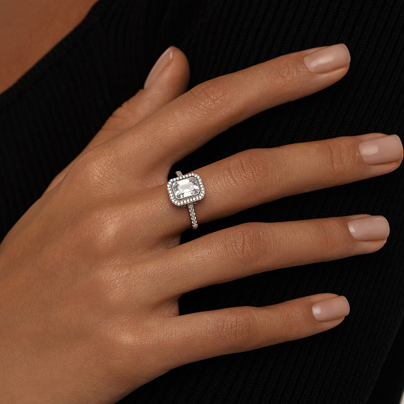 Серебряное кольцо Midnight с фианитами в огранке Эмеральд Miestilo