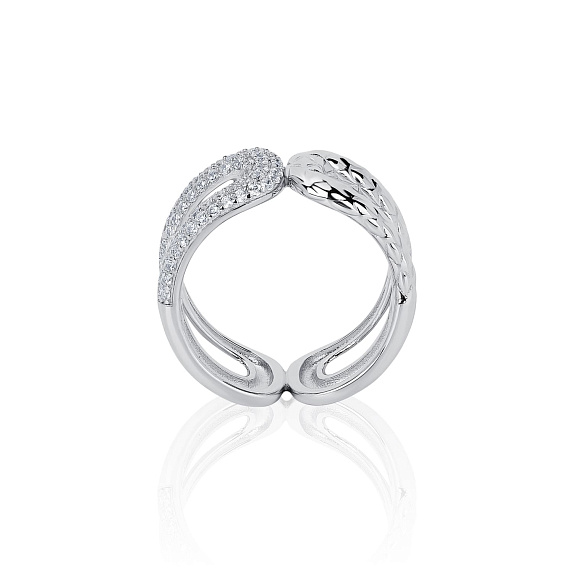 Серебряное кольцо из двух овалов с фианитами Miestilo
