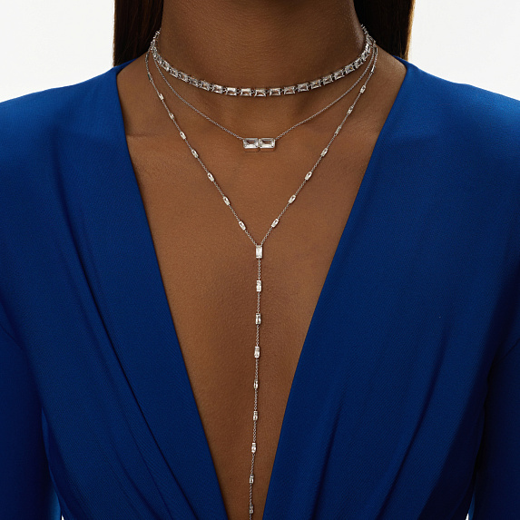 Серебряное колье Midnight с фианитами в огранке Эмеральд Miestilo
