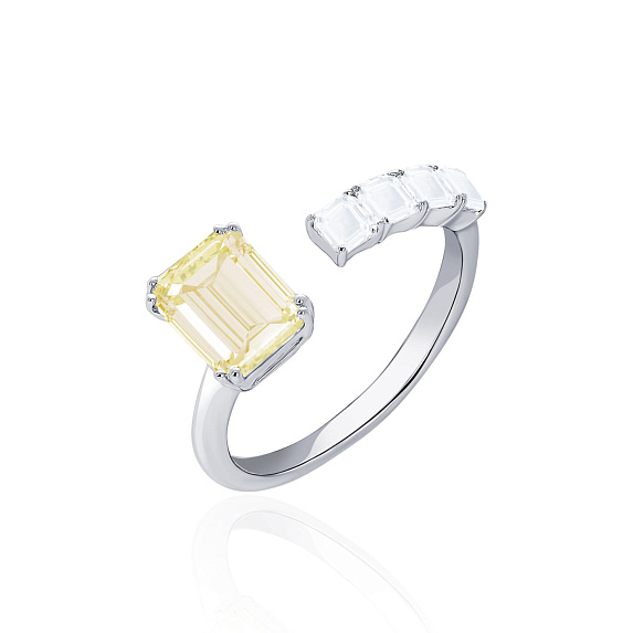 Серебряное кольцо BRIGHTNESS с цитрином Эмеральд и фианитами Miestilo